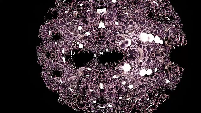 Geoda — a violet crystal bloom unfolding in symmetry