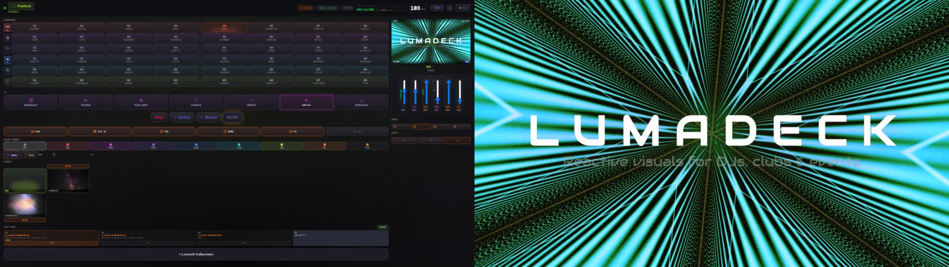 LumaDeck reactive visual — tunnel